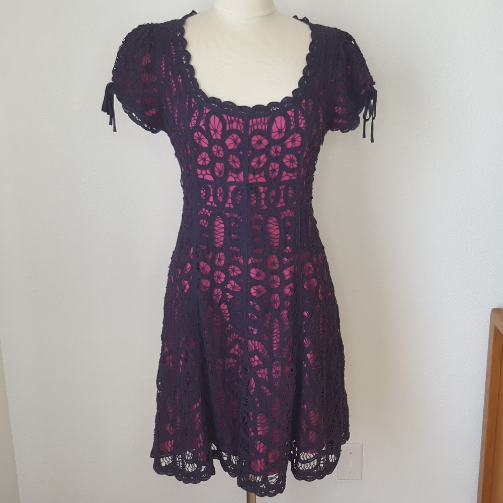 Betsy Johnson Silk & Crochet Dress